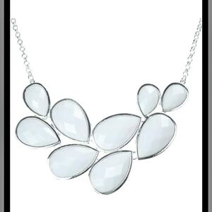 Jane Stone Necklace 2 Row Ivory Bubble Bib Statement Piece Fashion Accessory